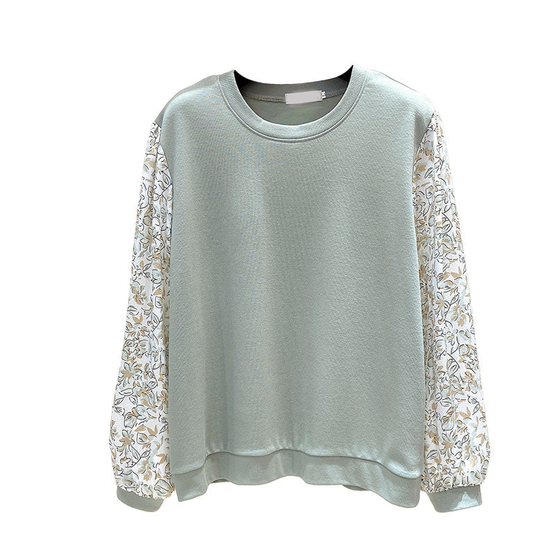 Plus Size Floral Sleeve Long Sleeve Top