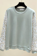 Plus Size Floral Sleeve Long Sleeve Top