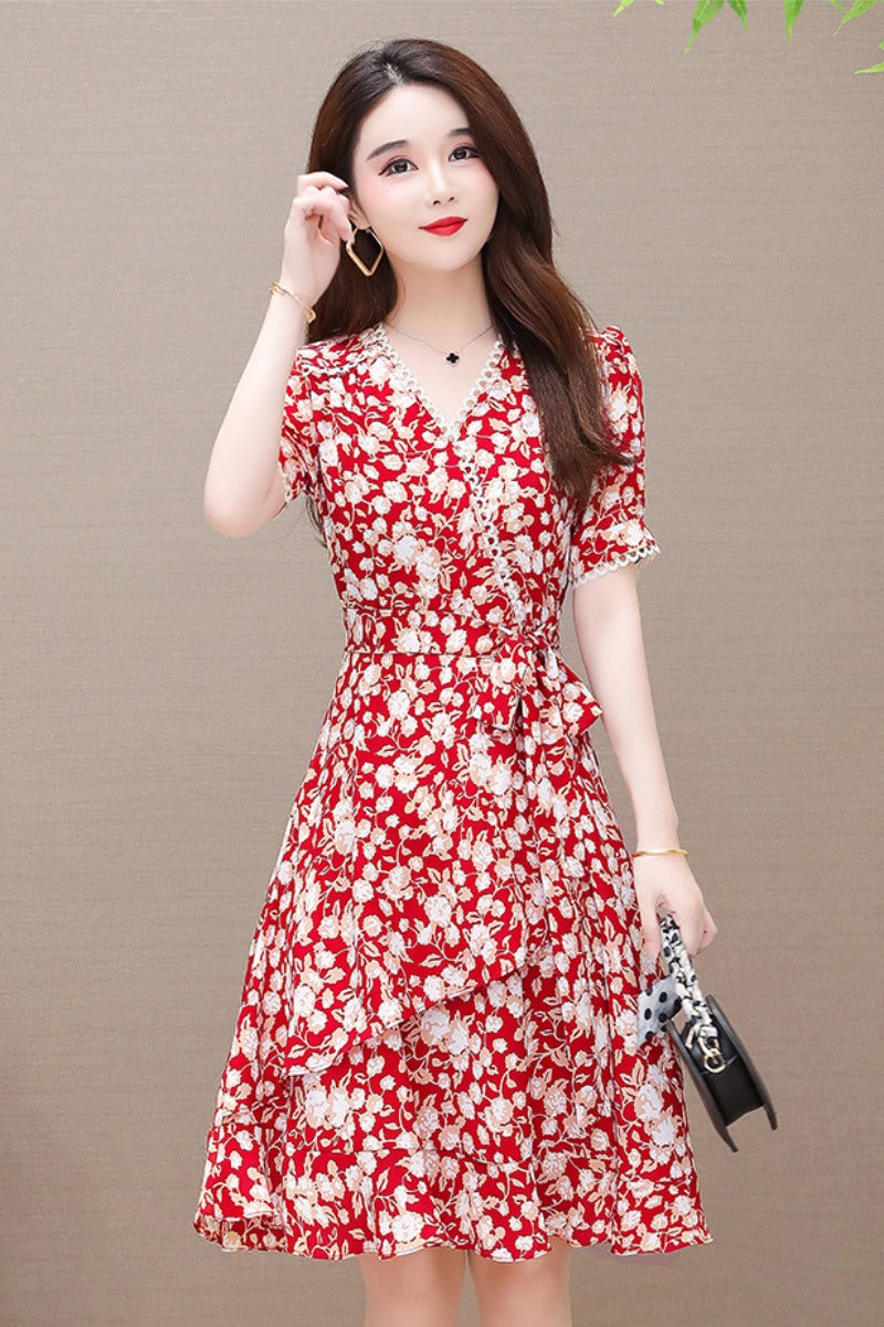 Plus Size Floral Wrap Dress
