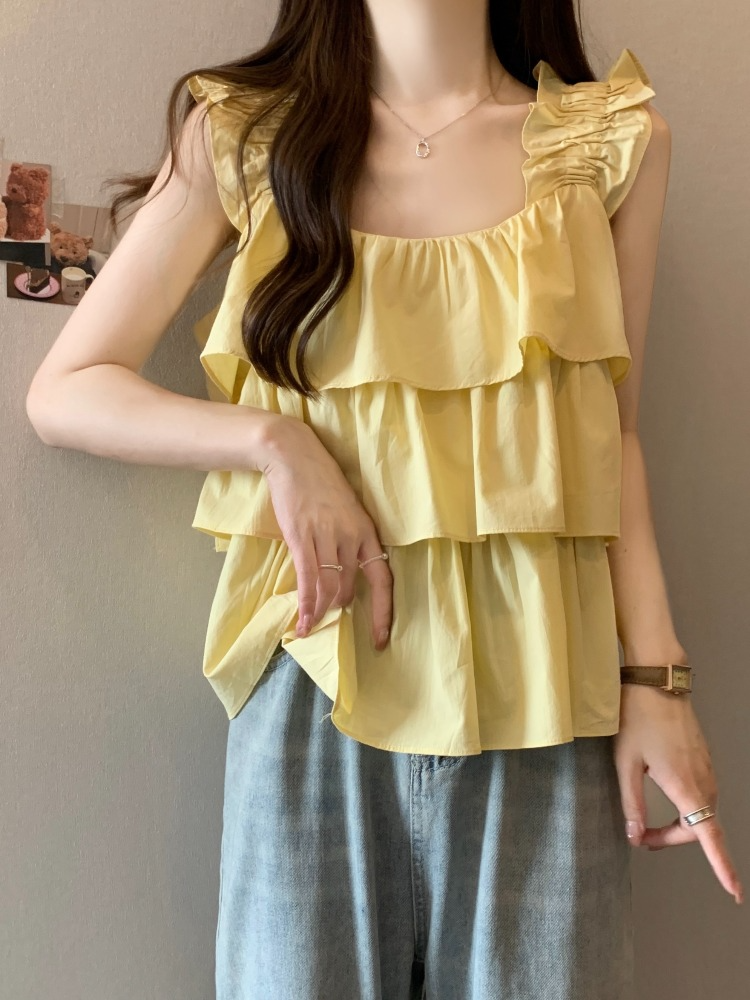 Plus Size Frills Sleeveless Babydoll Top