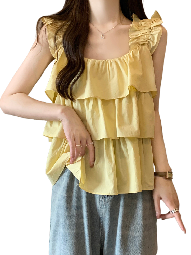 Plus Size Frills Sleeveless Babydoll Top