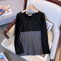 Plus Size Henley Button Notch Neck Long Sleeve Top