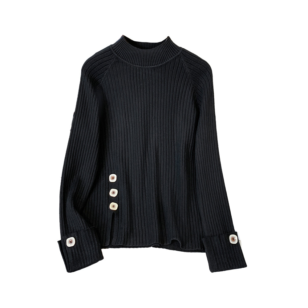 Plus Size High Neck Korean Knit Sweater Long Sleeve Top