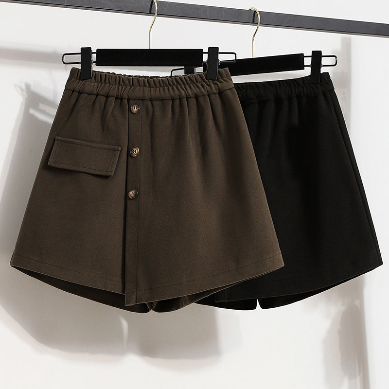 Plus Size Korean Buttons Shorts