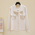 Plus Size Korean Chiffon Buttons Long Sleeve Shirt Blouse