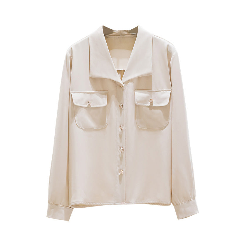 Plus Size Korean Chiffon Buttons Long Sleeve Shirt Blouse