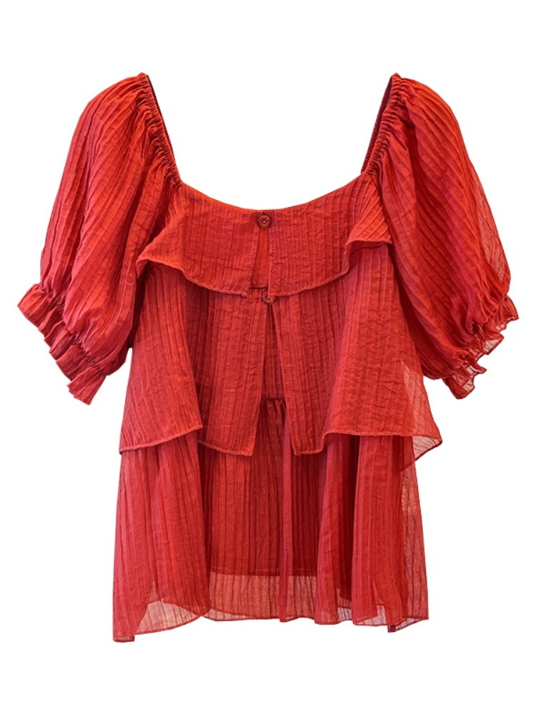 Plus Size Korean Crepe A Line Short Sleeve Top