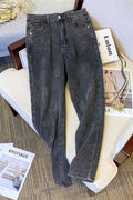 Plus Size Korean Floral Imprint Jeans