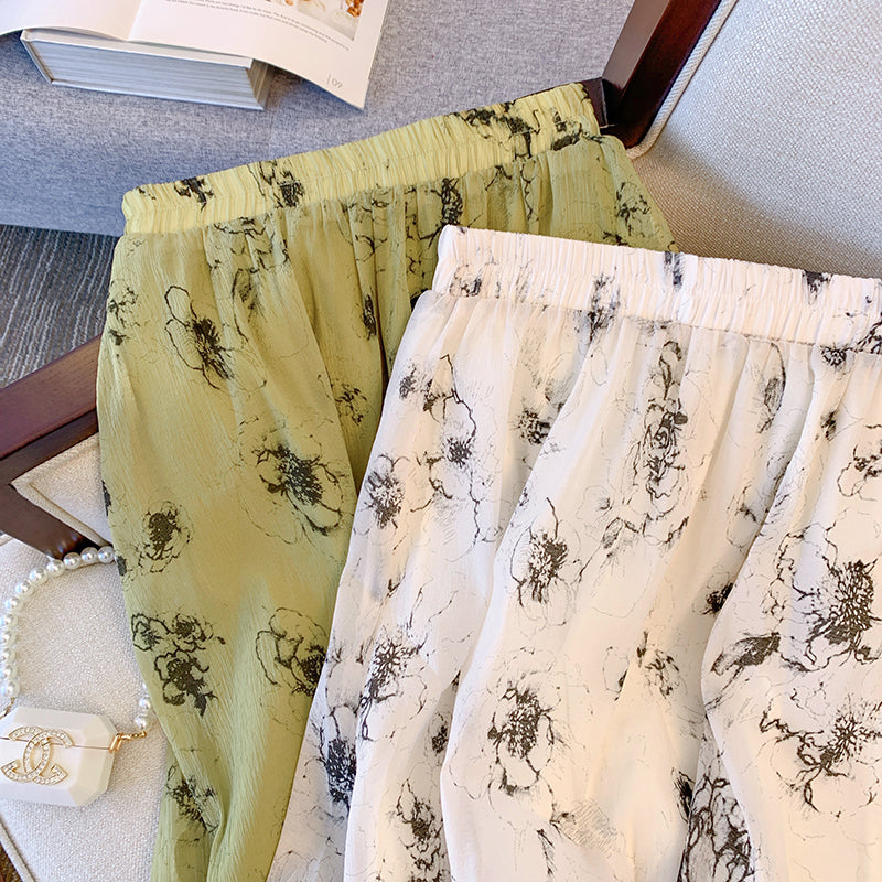 Plus Size Korean Floral Midi Skirt