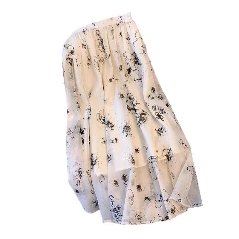 Plus Size Korean Floral Midi Skirt