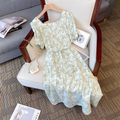 Plus Size Korean Floral Square Neck Dress