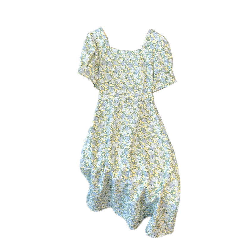 Plus Size Korean Floral Square Neck Dress