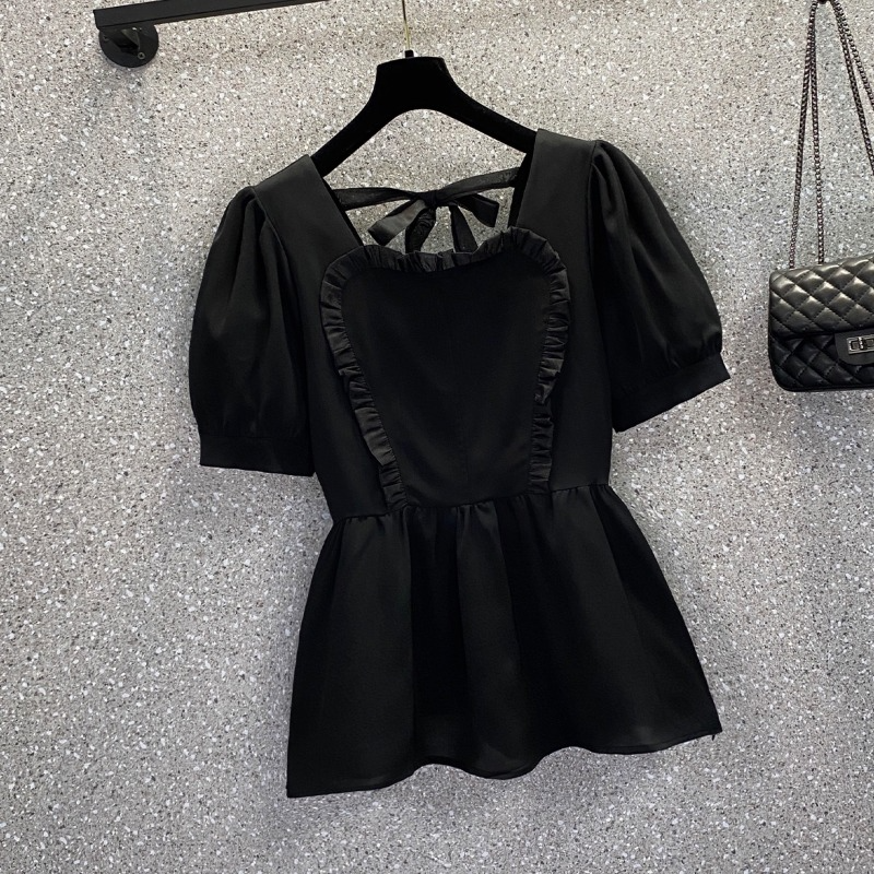 Plus Size Korean Frills Square Neck Blouse