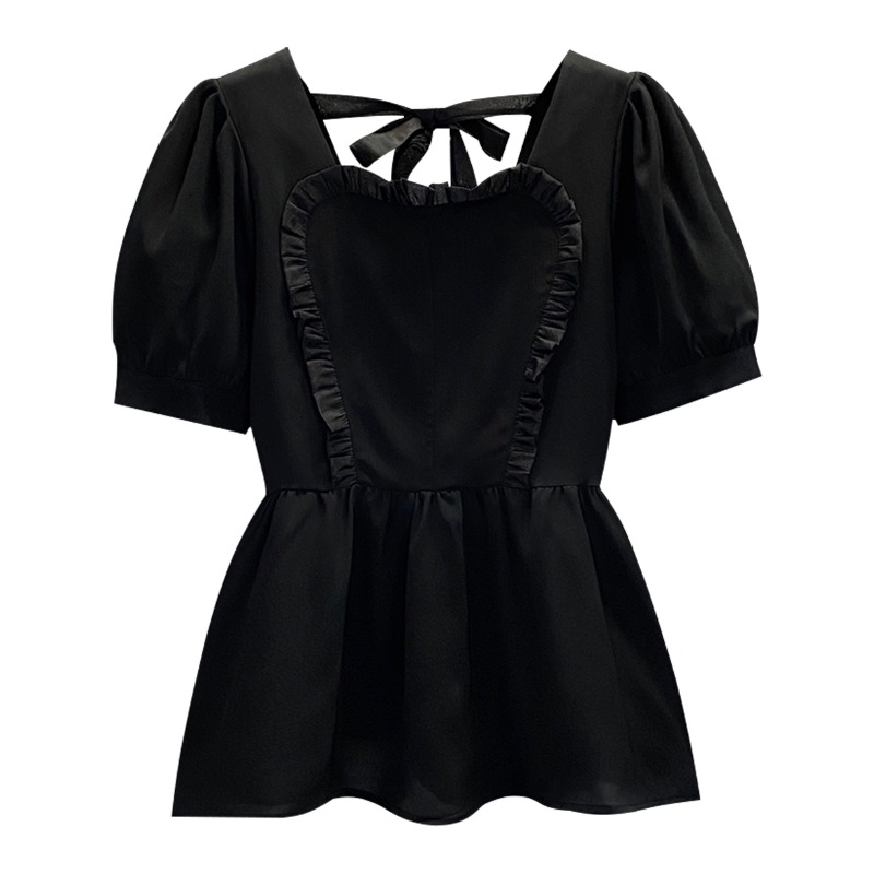 Plus Size Korean Frills Square Neck Blouse