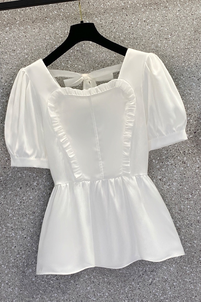 Plus Size Korean Frills Square Neck Blouse