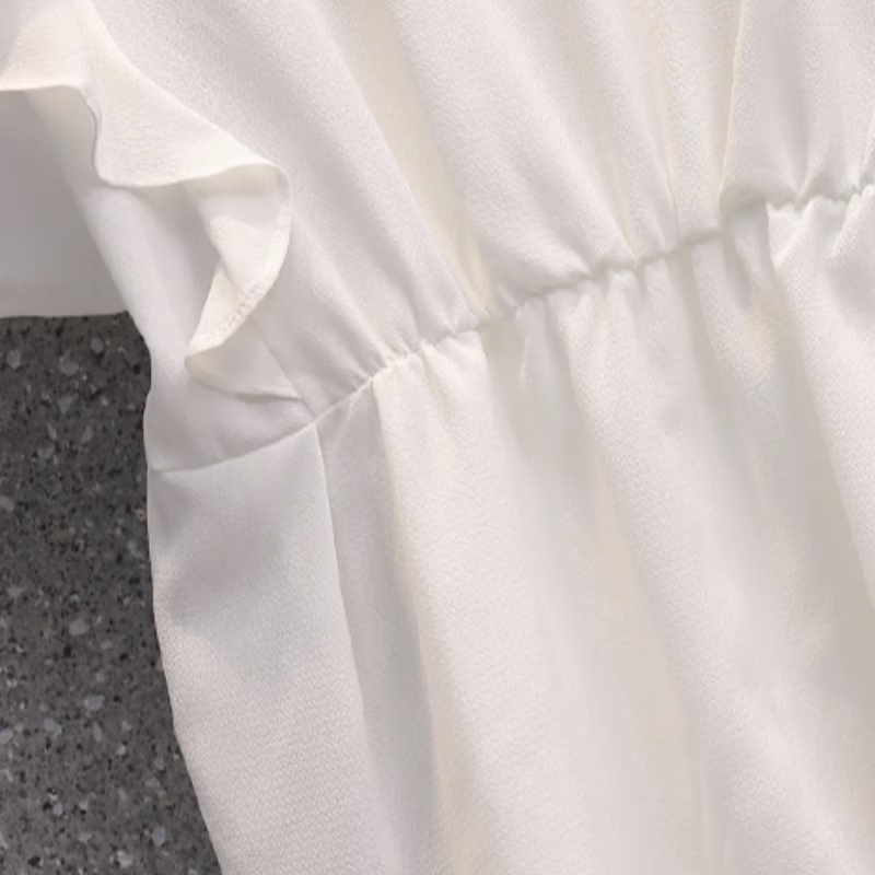 Plus Size Korean Frills V Neck Short Sleeve Blouse