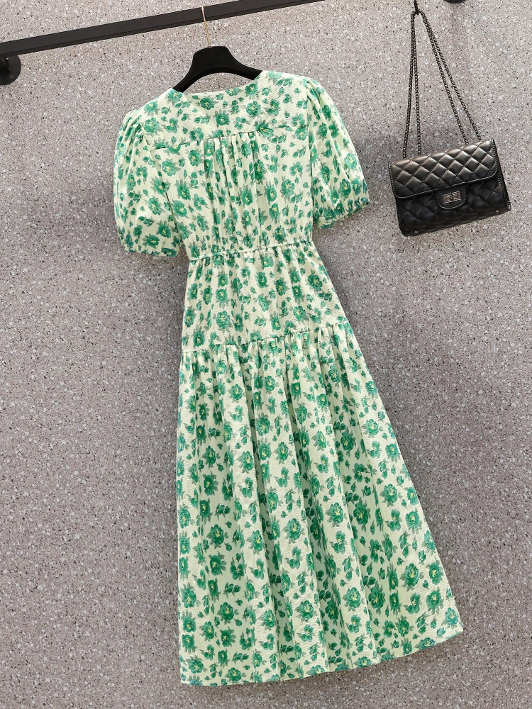 Plus Size Korean Green Wrap V Neck Midi Dress