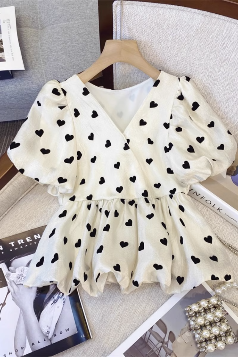 Plus Size Korean Hearts Blouse