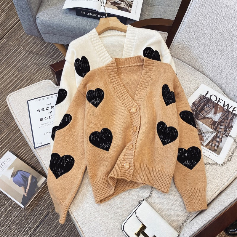 Plus Size Korean Hearts Cardigan