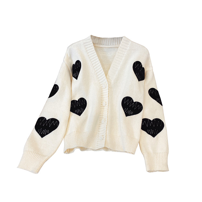 Plus Size Korean Hearts Cardigan