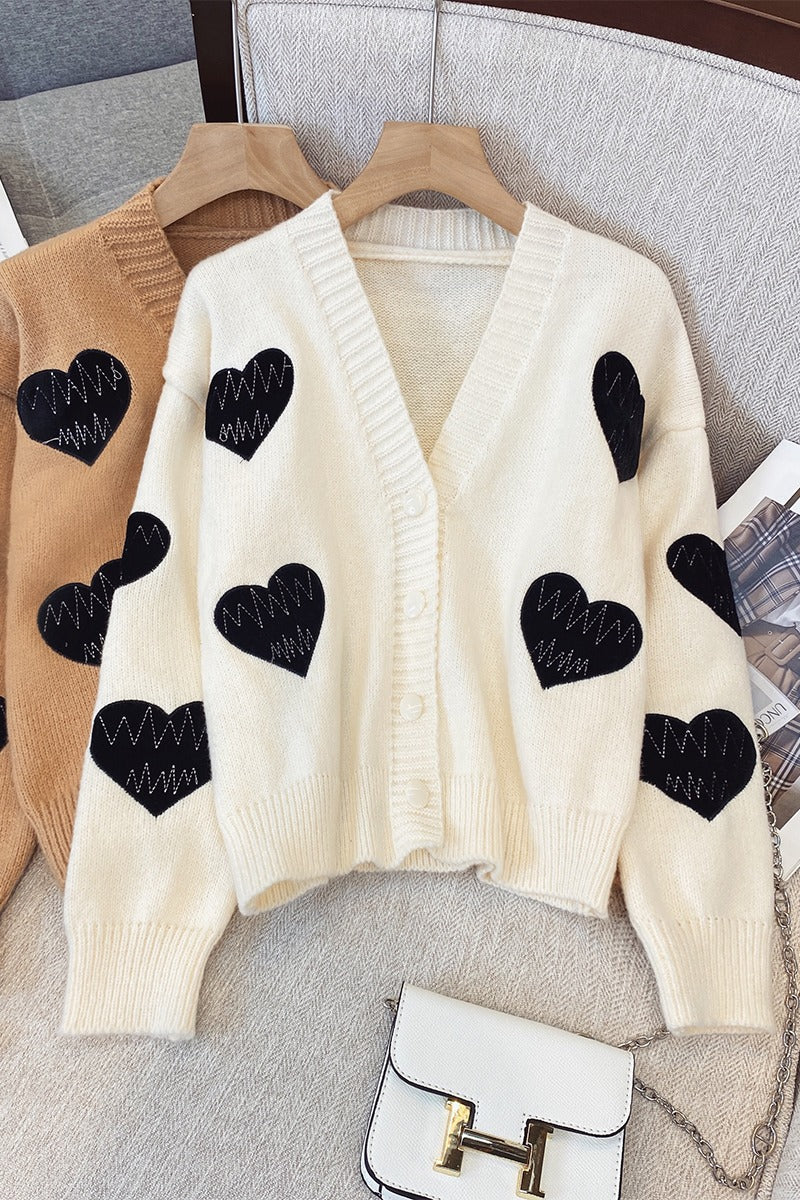 Plus Size Korean Hearts Cardigan