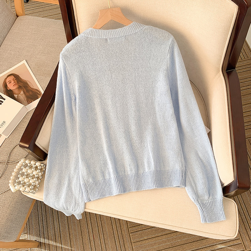 Plus Size Korean Hearts Pastel Blue Cardigan