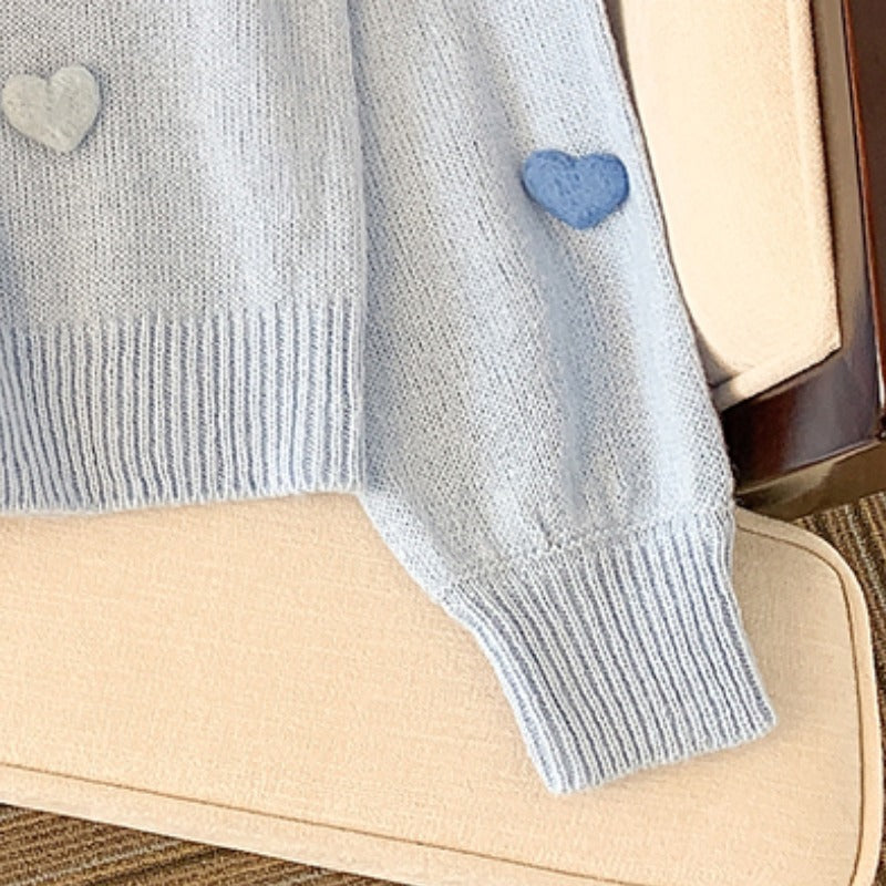 Plus Size Korean Hearts Pastel Blue Cardigan