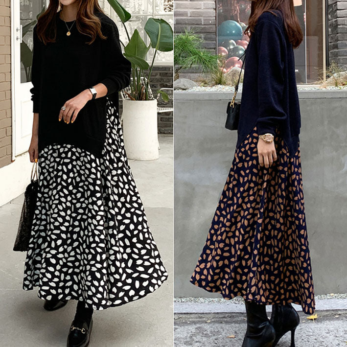 Plus Size Korean Layer Long Sleeve Midi Dress
