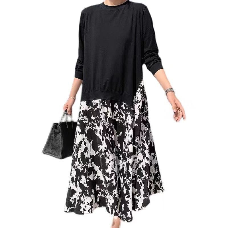 Plus Size Korean Layer Long Sleeve Midi Dress