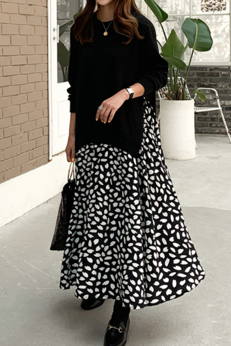 Plus Size Korean Layer Long Sleeve Midi Dress