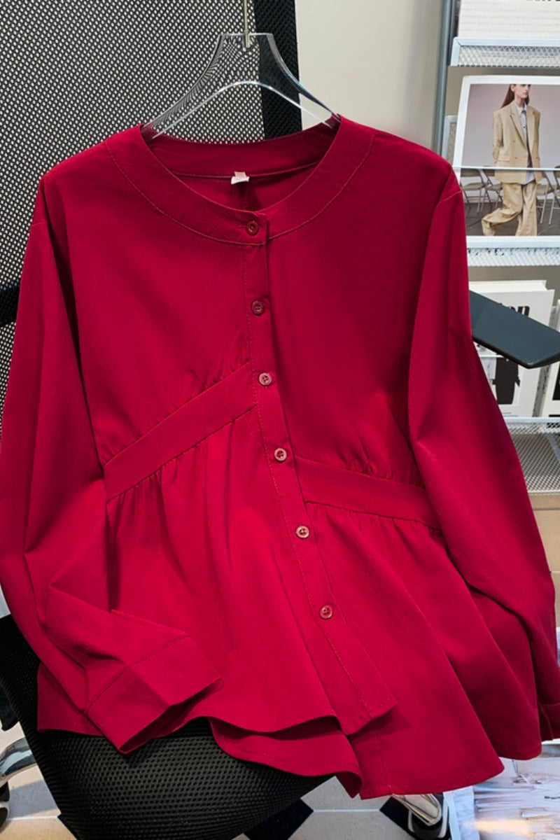 Plus Size Korean Long Sleeve Blouse