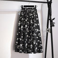 Plus Size Korean Monochrome Floral Midi Skirt
