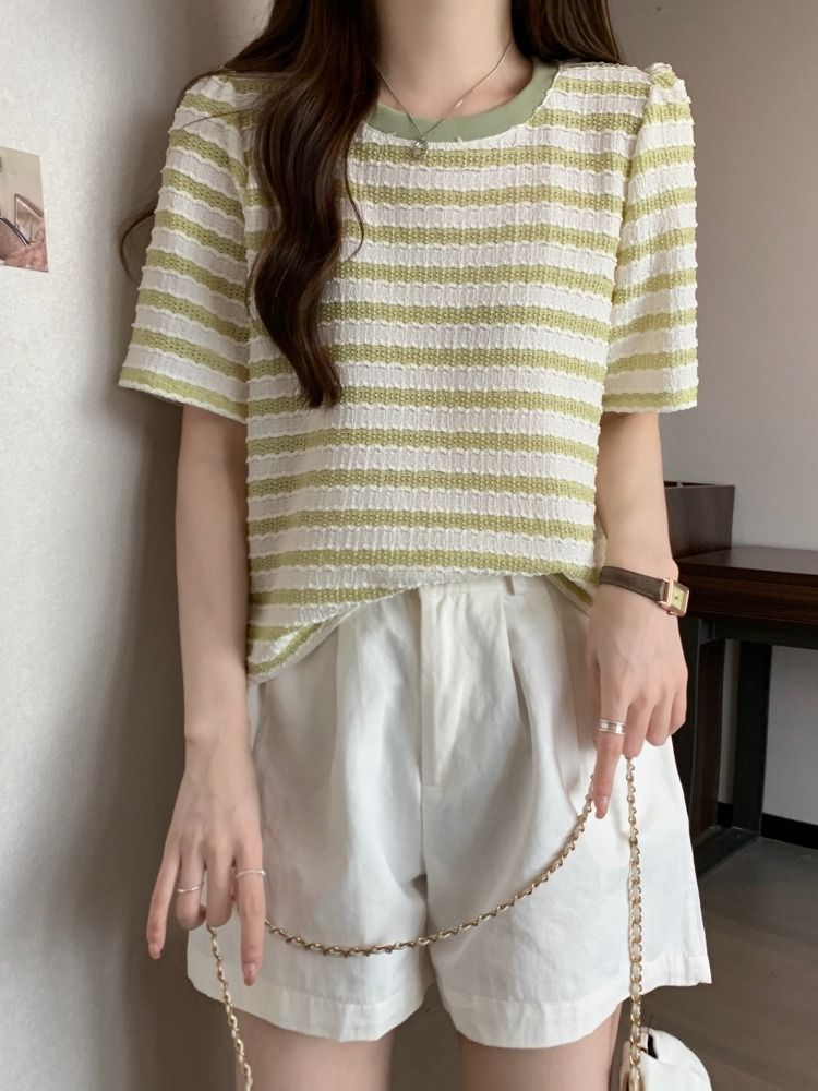 Plus Size Korean Pastel Stripes Blouse