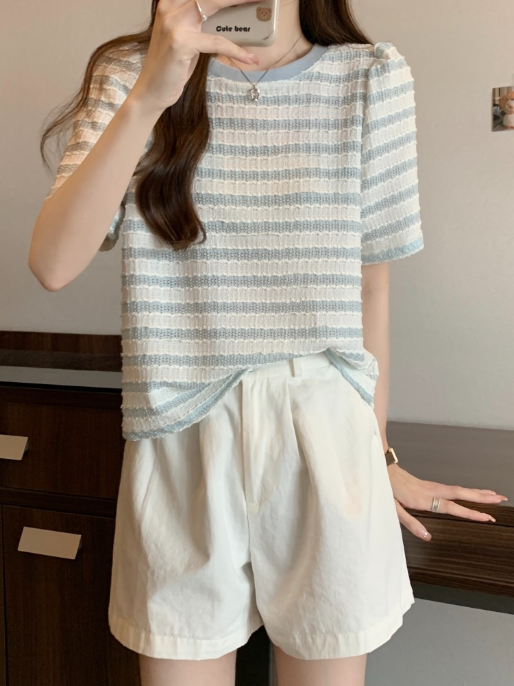 Plus Size Korean Pastel Stripes Blouse
