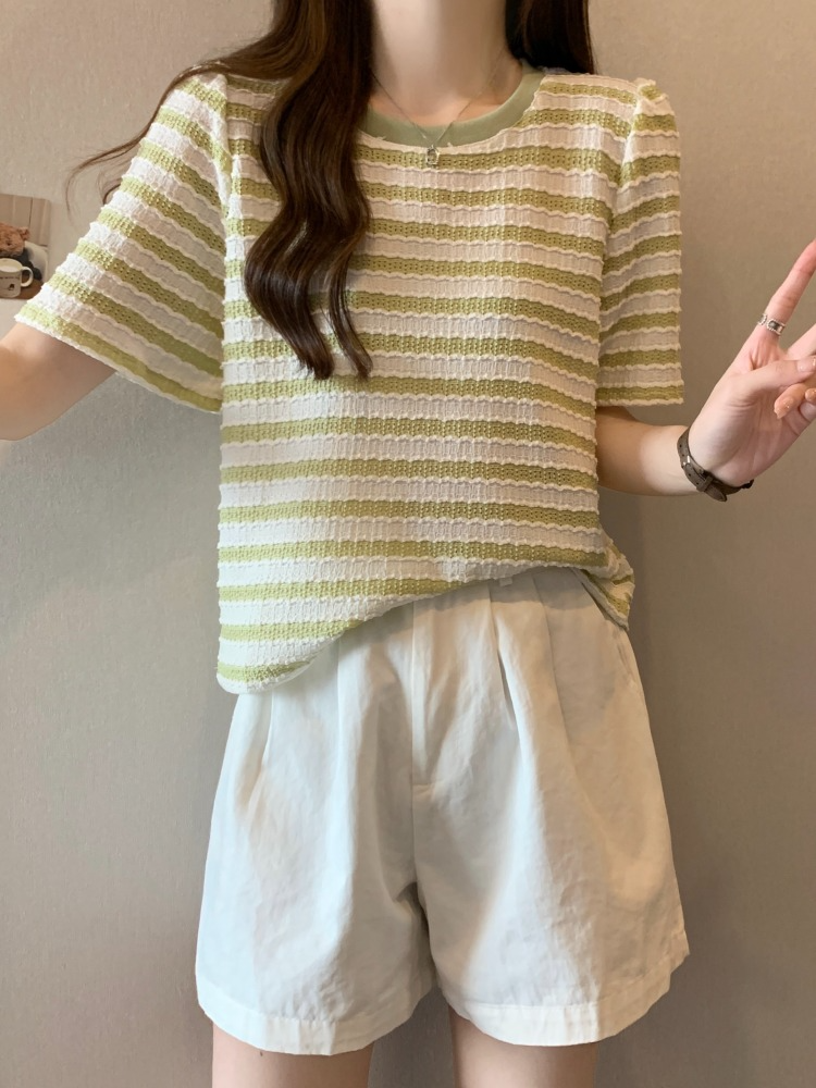 Plus Size Korean Pastel Stripes Blouse