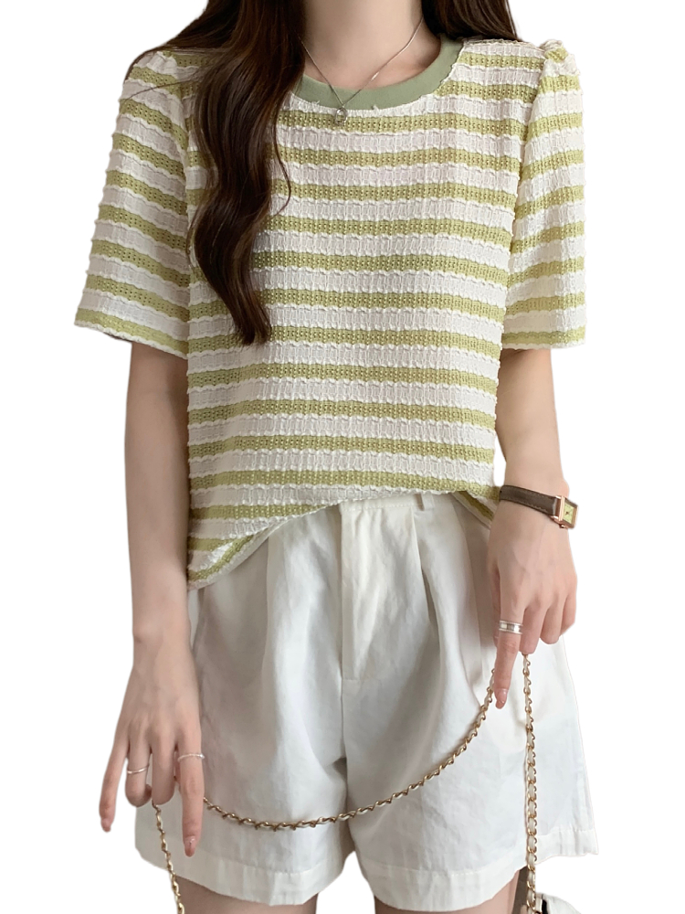 Plus Size Korean Pastel Stripes Blouse