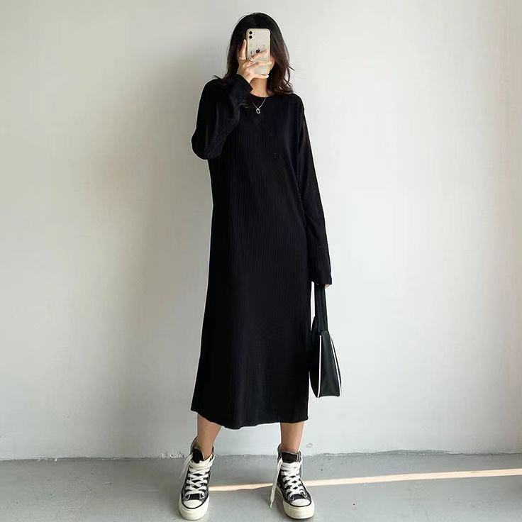 Plus Size Korean Pleat Midi T Shirt Dress