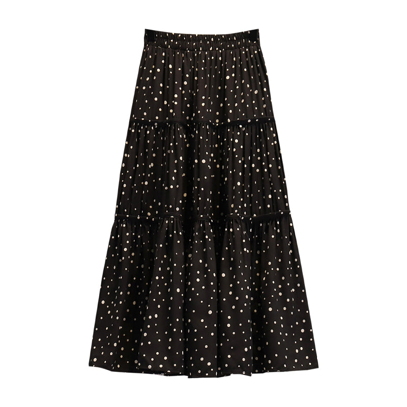Plus Size Korean Polka Dots Tier Midi Skirt