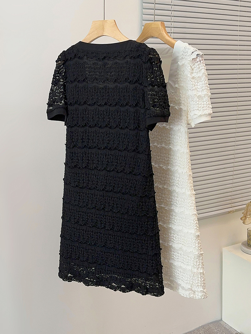 Plus Size Korean Square Neck Short Sleeve Shift Dress