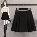 Plus Size Korean Woolen Pleat Mini Skirt