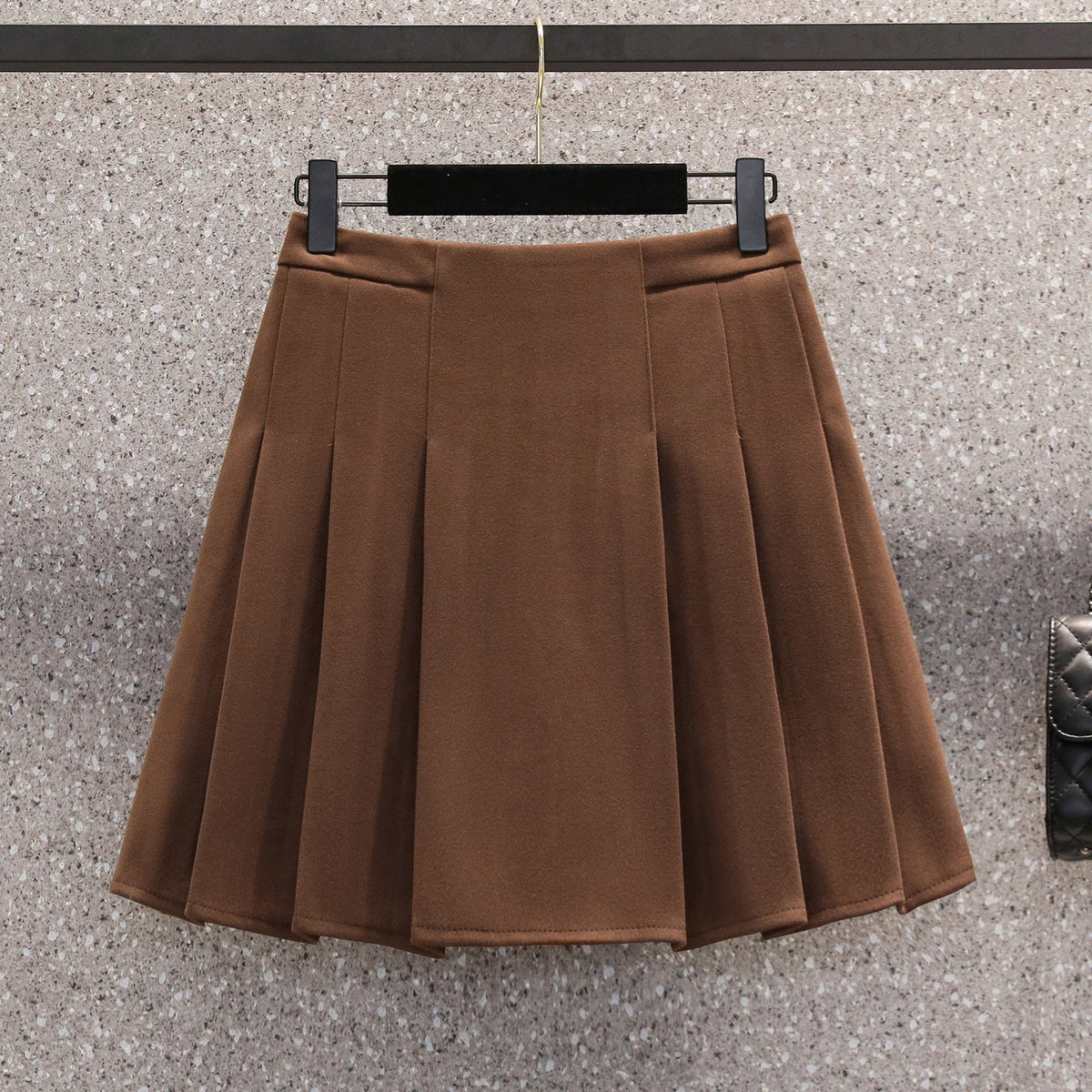 Plus Size Korean Woolen Pleat Mini Skirt