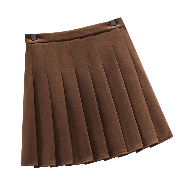 Plus Size Korean Woolen Pleat Mini Skirt