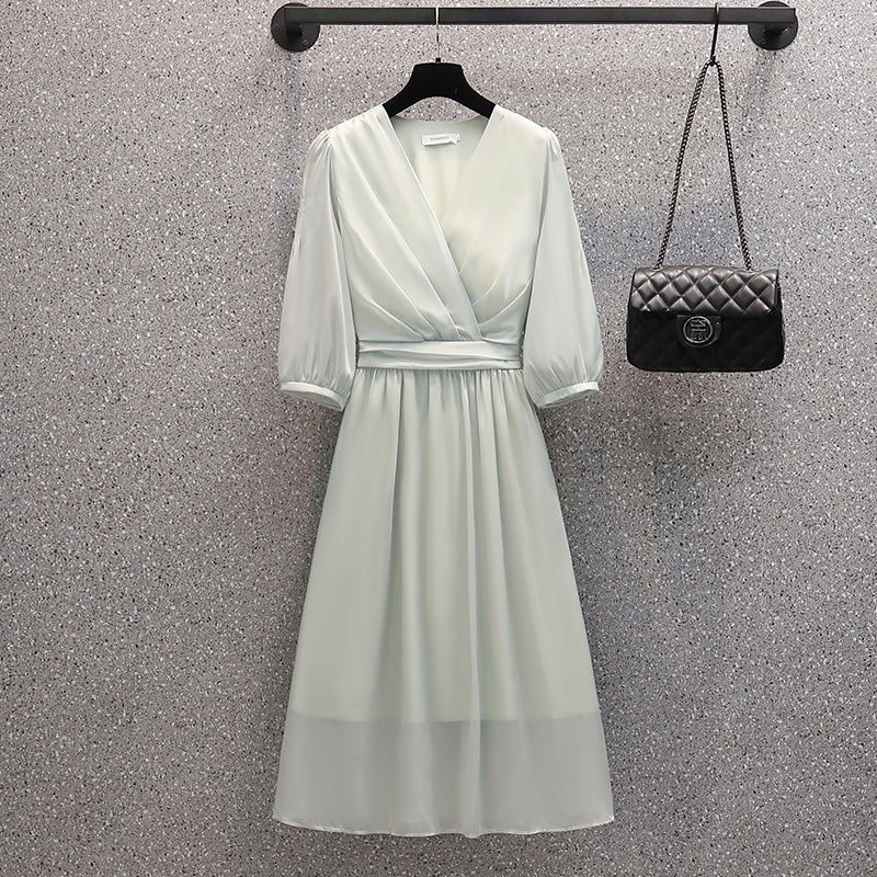 Plus Size Korean Wrap Short Sleeve Dress