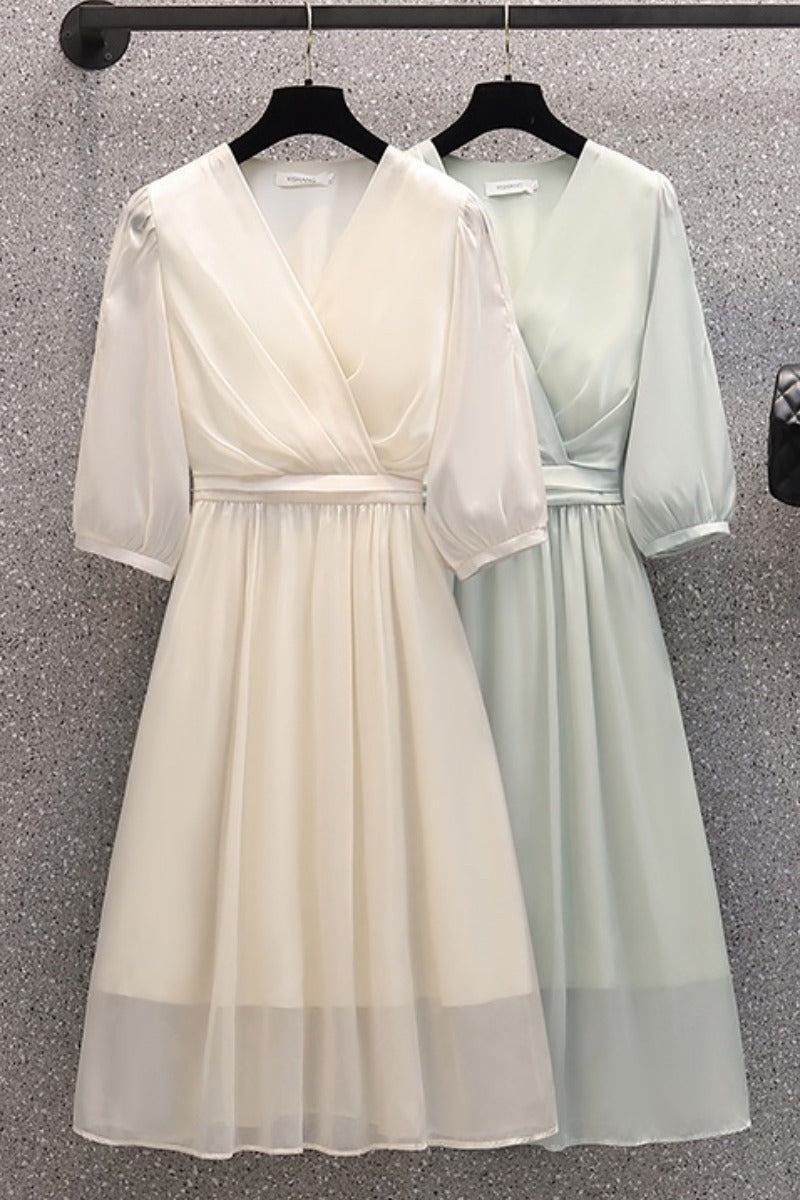 Plus Size Korean Wrap Short Sleeve Dress