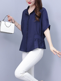Plus Size Navy Batwing Shirt Blouse