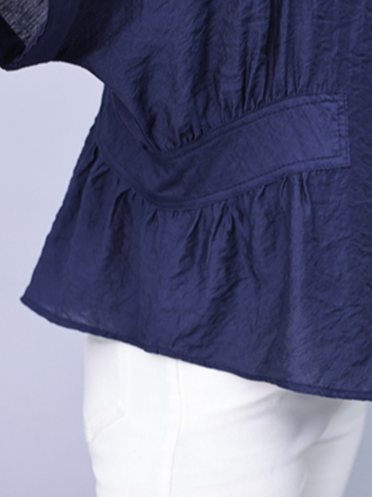 Plus Size Navy Batwing Shirt Blouse