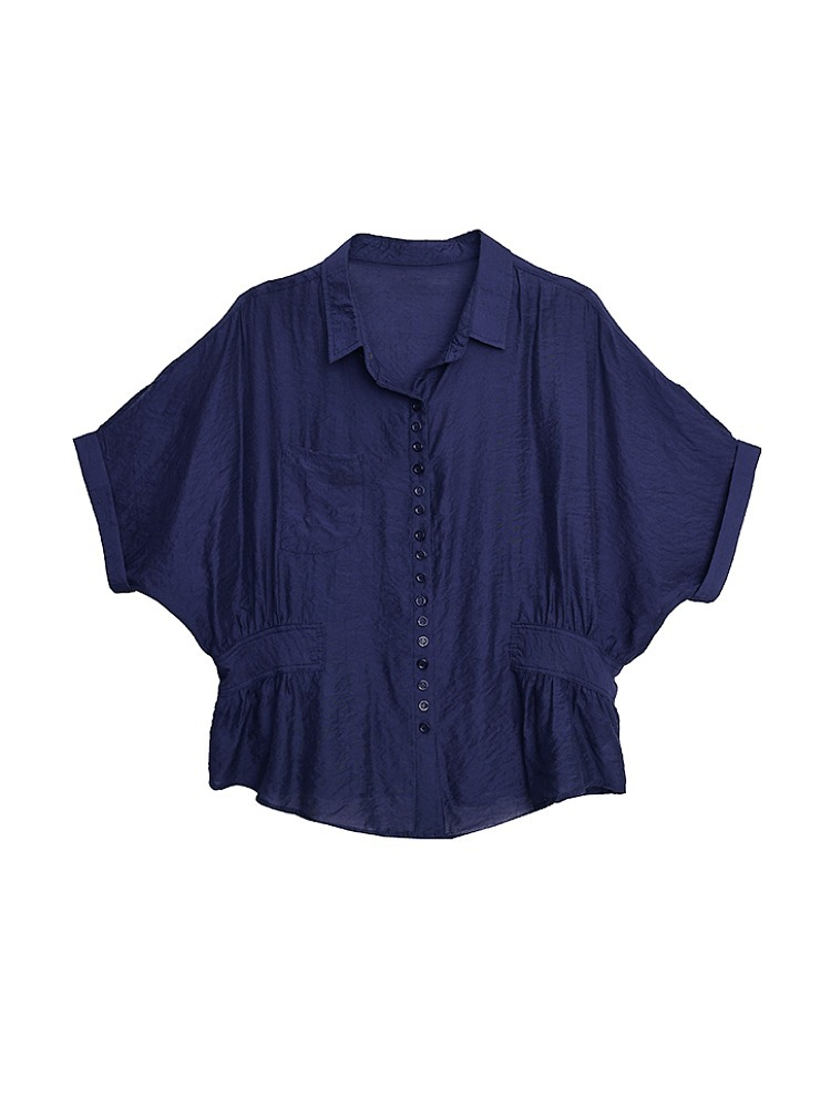 Plus Size Navy Batwing Shirt Blouse