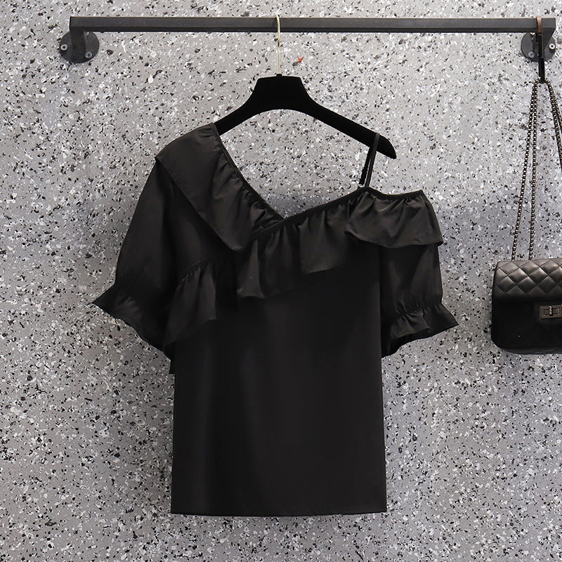 Plus Size Off Shoulder Blouse And Trouser Shorts Set