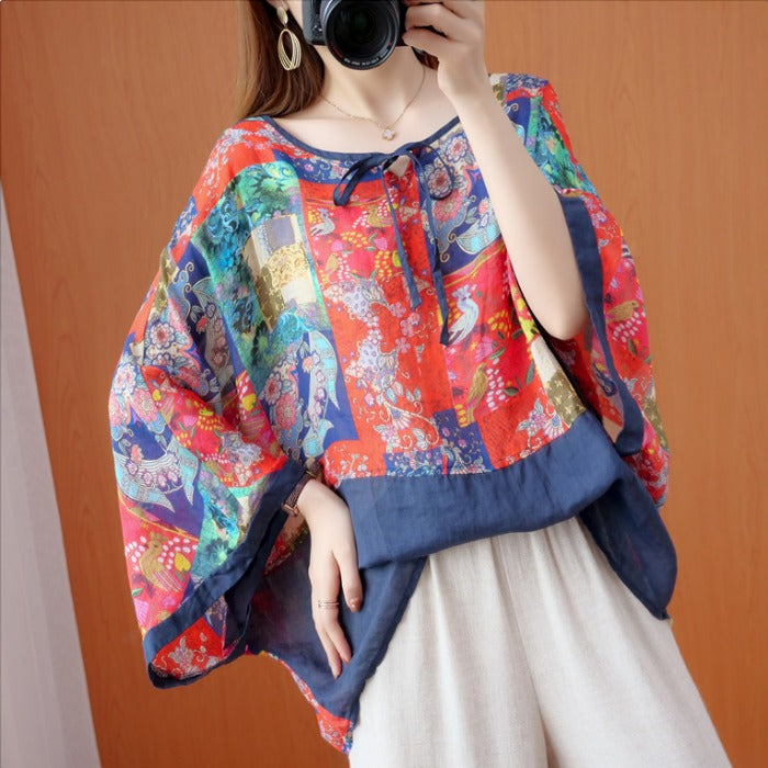 Plus Size Oriental Loose Blouse