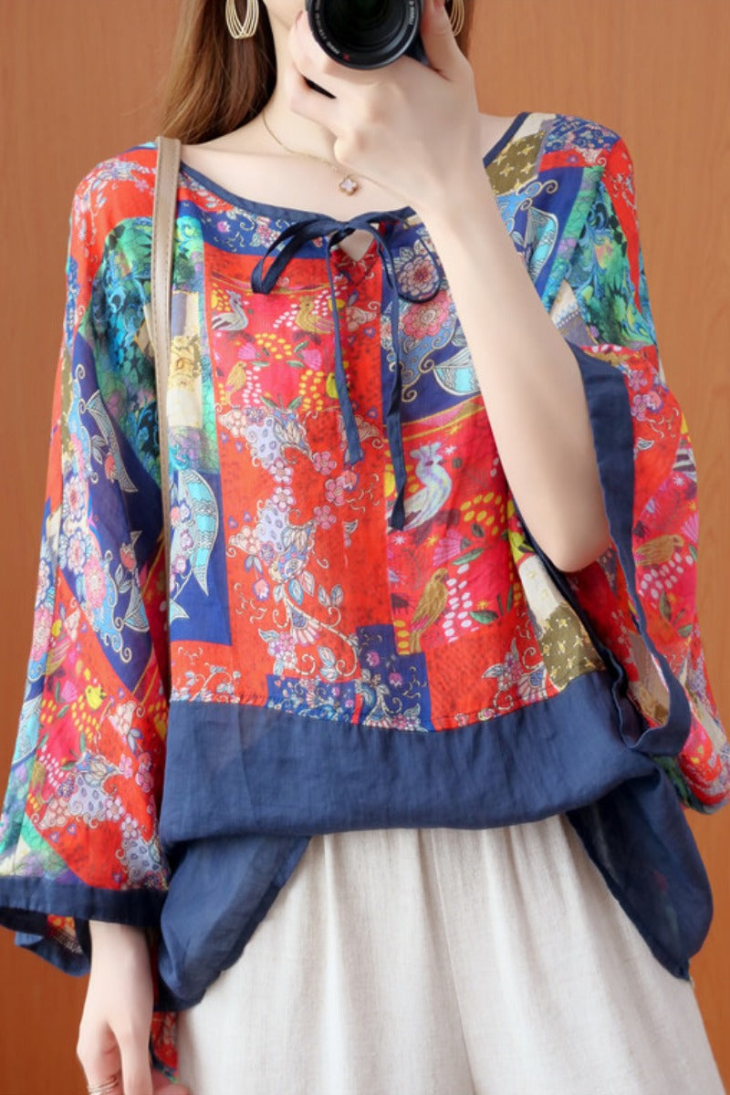 Plus Size Oriental Loose Blouse